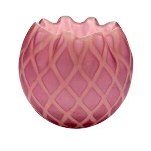 Vintage Mount Washington Diamond Quilted Satin Pink Cased Rose Bowl 3.0" x 3.5"